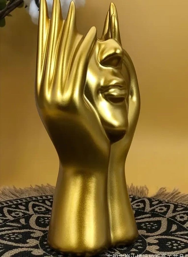 VRB Dec مزهرية VRB Dec قطعة واحدة لتزيين المنزل، غرفة المعيشة، المكتب، غرفة النوم، طاولة الوسط، وعاء زهور غير قابل للكسر ذو مظهر سيراميكي للزينة (المزهرية فقط، بدون زهور) الحجم - 15 سم (تصميم الوجه 2 - ذهبي) - Image 3